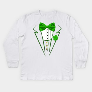 Saint Patrick's Day Irish Funny Tuxedo Costume Pub Kids Long Sleeve T-Shirt